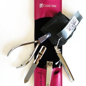 ZWILLING Beauty Classic Inox 4-pc Manicure and Tweezer Set with Pink Leather